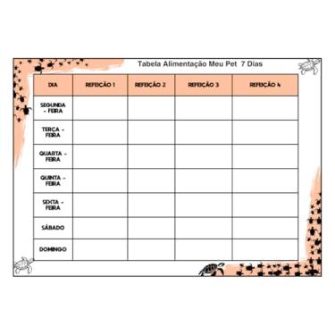 Imagem de Tabela de Alimentação para Pet, 7 Dias, 4 Refeições Diárias, Planilha Decorativa com Tartarugas, Multicores (LARANJA)
