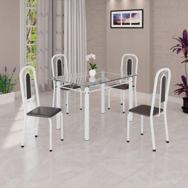 Imagem de Conjunto Sala de Jantar com 4 Cadeiras Lívia Preto / Branco