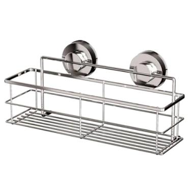 Imagem de Suporte de armazenamento de aço inoxidável, aspirador de pó super forte, prateleira de parede, suporte para shampoo, gel de banho, banheiro, prata, 01