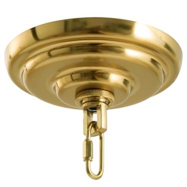 Imagem de MAYOMAJO Kit De Cobertura Luz 5-5/16" Com Suporte Placa Reposição Para Serviço Pesado, Lustre, Luminária Pendente, Cesta Flores Decorativas Ou Projetos "Faça Você Mesmo" (Latão)