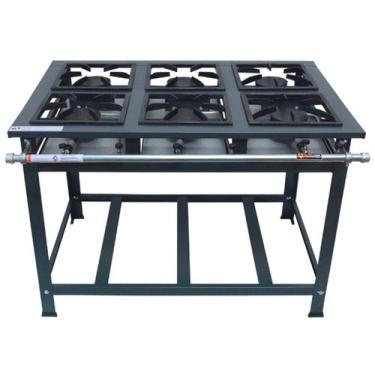 Imagem de Fogão Industrial 6 Bocas Alta Pressão de Piso P5 com Brinde Metalfour