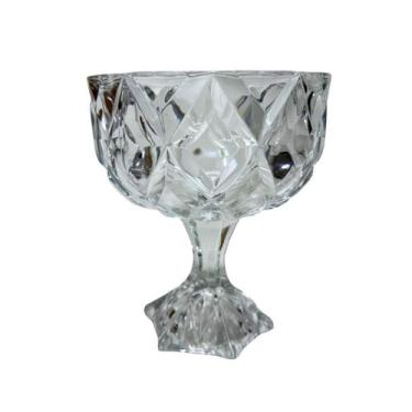 Imagem de Bomboniere Baleiro Taça Decorativa com Pé Vidro Luxo 15,5cm Diamond Gl