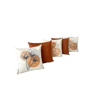 Imagem de Kit com Almofadas Decorativas para Sofá - Conjunto Nó, Flor e Baguete (Par) - Luxo em Decoração para Casa(Telha)