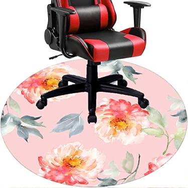 Imagem de Tapete de cadeira de escritório com flores, textura de flor, tapete de cadeira de mesa para piso de madeira de escritório em casa, protetor de piso de pilha baixa, redondo 119 cm