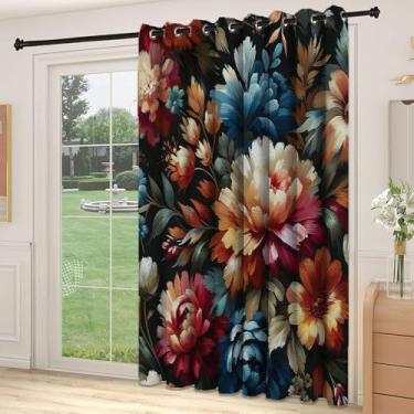 Imagem de Divisória de parede de cortina de divisória floral, cena de primavera com aparência de aquarelle, cenário de jardim, flores, atmosfera frondosa, adequada para portas de vidro deslizantes, cortinas