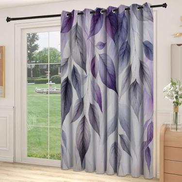 Imagem de Divisória de parede de cortina de divisória de sala roxa, cascata de folhas em uma manhã fria e ventosa, tons pastel monocromáticos, adequada para portas de vidro deslizantes, cortinas térmicas de