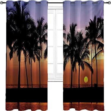 Imagem de Cortinas blackout Havaí – Cortinas de quarto e sala de estar com isolamento térmico, economia de energia e redução de ruído, para quarto, jardim de infância, sala de estar, L 226 x C 236 cm lilás