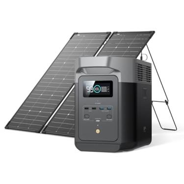 Imagem de EF ECOFLOW Gerador Solar DELTA 2 com Painel Solar de 125 W*2, Bateria LFP 1024 Wh, Carregamento Rápido, Estação de Energia Portátil para Energia de Reserva em Casa, Camping e RVs(Tomada BR 220V)