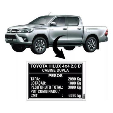 Imagem de Adesivo Etiqueta Peso Toyota Hilux 4x4 2.8 D Cabine Dupla - SPTS