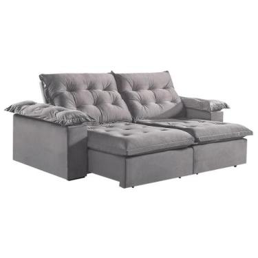 Imagem de Sofá Retrátil e Reclinável 290cm M147 - Veludo Cinza - MARTINS ESTOADO