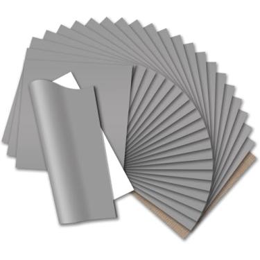 Imagem de HTVRONT Pacote De Vinil Transferência Térmica Silver Htv: Com 24 Folhas 30,5 Cm X Para Passar Em Camisetas (1 Folha Teflon Incluída), Design Poliuretano Fácil Cortar E Remover.