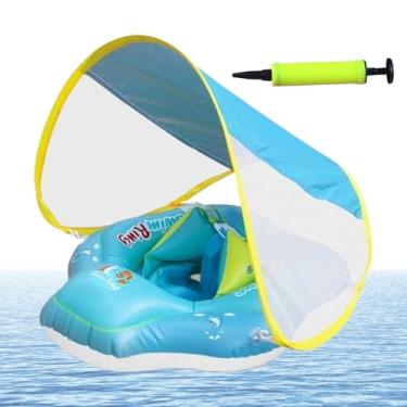 Imagem de Flutuador De Natação Para Bebés | Flutuador para Bebé com Toldo de Proteção Solar,Assento de Segurança Brinquedo Inflável Antiderrapante para Bebé 3 a 36 Meses Crianças Água Praia Verão
