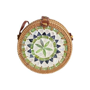 Imagem de SHAREYOIU Bolsas vintage feitas à mão, feitas à mão, com ombros de vime, natural, chique, à mão, estilo tropical de praia com, Cinza