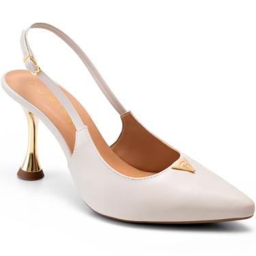 Imagem de Scarpin Feminino Lumiss Salto Alto Fino Metalizado Bico Fino offwhite38