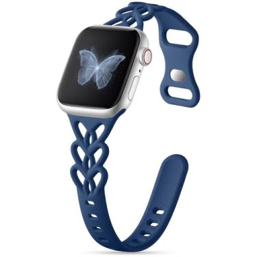 Imagem de Wepro Pulseira feminina de silicone trançado: para Apple Watch SE de 44 mm, 46 mm, 45 mm, ultra 3, 49 mm, 42 mm, vazado, respirável - pulseira esportiva para iWatch séries 11, 10, 9, 8, 7, 6, 5, 4, 3