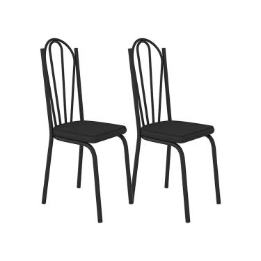Imagem de Kit Com 02 Cadeiras 121 Preta Corino Preto Artefamol