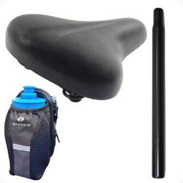 Imagem de Selim Assento Monark Tropical Bicicleta Banco 2 Molas Confortavel + Canote + Bolsa suporte garrafa