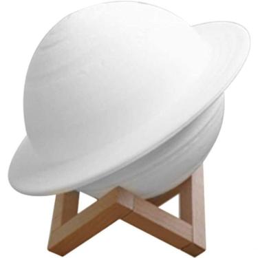 Imagem de Luminaria Lua Cheia, Luz Noturna De Saturno + Suporte De Madeira, 3d Touch Abajur