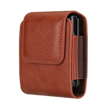 Imagem de Bolsa de couro com clipe de cinto compatível com Samsung Galaxy Z Flip 6/5/4/3/2/1 5G bolsa de cintura de couro com mosquetão masculina flip capa de transporte compatível com bolso Huawei P50, para