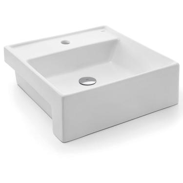 Imagem de Cuba de Apoio Quadrada Semi Encaixe para Banheiro Lavatório 410x410x145 Branco Esmaltad...