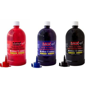 Imagem de Kit 3 tintas de marcador p quadro branco azul preto vermelho - Carinon