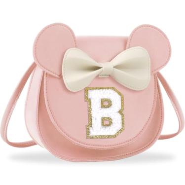 Imagem de Presentes de aniversário para meninas de 2, 3, 4, 5, 6, 7, 8, 9 e 10 anos de idade, bolsa infantil infantil para meninas pequenas com laço de orelha de rato personalizado, Pequeno-rosa-branco, B, B