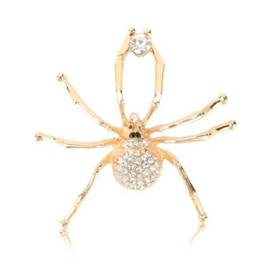 Imagem de CURASA Alfinetes de broche de aranha de ouro vintage pérola strass broche elegante cristal brilhante terno clipes moda cardigã camisa coleiras decorações plantas joias pingente baile festa acessórios
