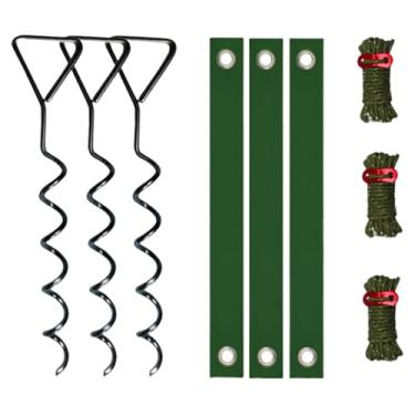 Imagem de Ioensy Kit de estacas para árvores de alta resistência, protege contra condições climáticas adversas, kit de alisamento de árvores em espiral multiuso, Verde Escuro Preto