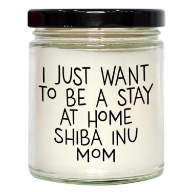 Imagem de Vela Shiba Inu Dog Mom baunilha soja presentes para ela - citação engraçada "I Just Want to Be A Stay at Home Shiba Inu Mom" no Dia das Mães