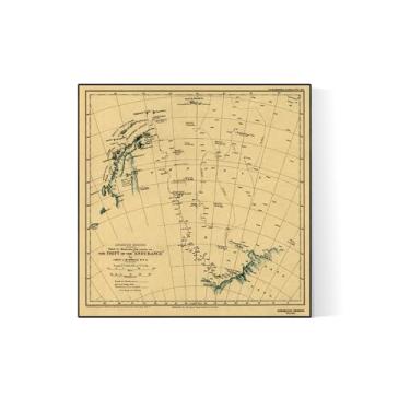 Imagem de Ernest Shackleton Expedition Map, HMS Endurance Drift Histórico, História, Decoração de Casa, Sala de Estar, Impressão Artística Tipografia (20 x 20 cm)