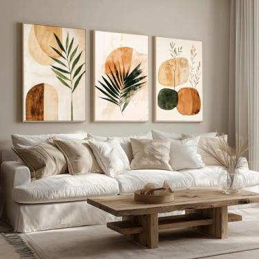 Imagem de Kit 3 Quadros Decorativos Canvas Com Moldura, Abstrato, 50x70cm, Arte Para Quarto, Sala, Corredor