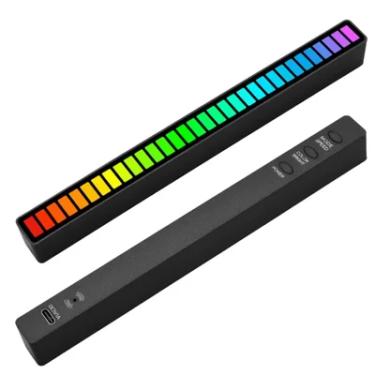 Imagem de Barra De LED Rítmica RGB Captação Por Voz Som Luz Inteligente Cor Preto