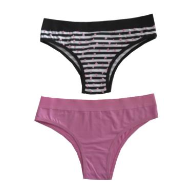 Imagem de Conjunto 2 Calcinhas B+ Estampa Coração/Lisa Rosa Antigo G