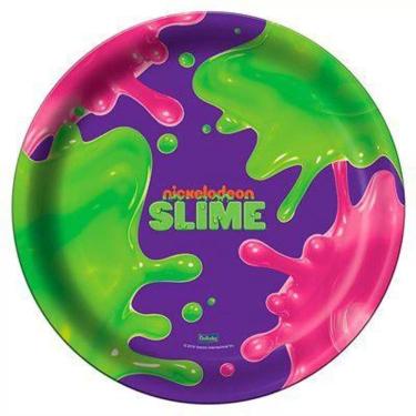 Imagem de Prato Redondo Slime 18Cm Com 8Un Festcolor Nickelodeon Festa