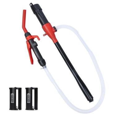 Imagem de AETLEEMO Bomba elétrica de transferência de combustível, bomba de sifão de transferência de fluido portátil de 2,2 GPM com oleoduto, bombas de gás de bateria com bocal de controle de fluxo ajustável