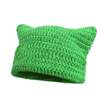 Imagem de Gorro Feminino De Inverno Listrado Com Orelhas De Gato, Estilo Coreano