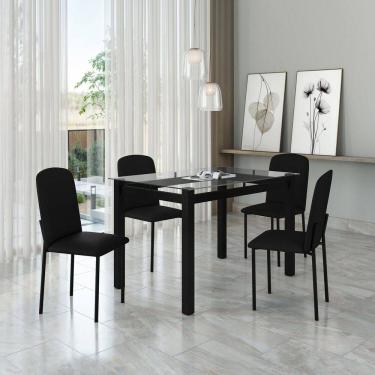 Imagem de Mesa Tokio 120cm X 76,5cm Tampo de Vidro com 4 Cadeiras Classic Preto