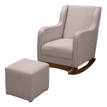Imagem de Poltrona Amamentação Aquila Plus com Puff Linho Bege - Fratello