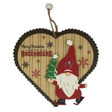 Imagem de FOCO Enfeite de coração de gnomo de madeira NFL Tampa Bay Buccaneers – Decoração de Natal oficialmente licenciada
