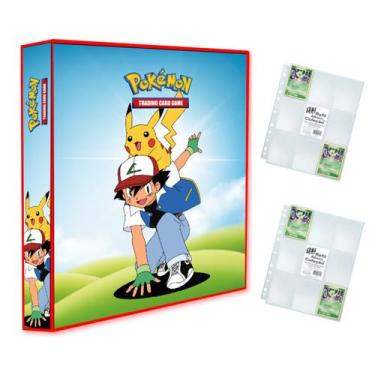 Imagem de Álbum Pasta Fichário Pokemon com 20 Folhas Turma do Ash e Pikachu Capa