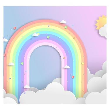 Imagem de Papel de Parede Adesivo Infantil Arco-íris Quarto Bebe - 735pcp - Allo