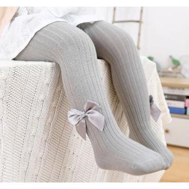 Imagem de Meia calça bebê com laço - Kadu modas , Cinza, 6-12 meses