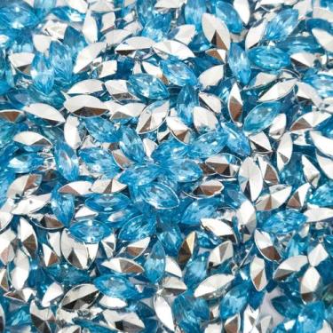 Imagem de Colagem Navete Strass Acrílico Azul Transparente 5x10mm 300pçs 24g - M