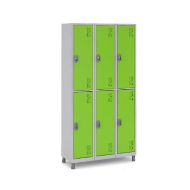 Imagem de Roupeiro Aço 6 Portas 191x97x40Cm Academia Vestiário Tranca - W3, Verd