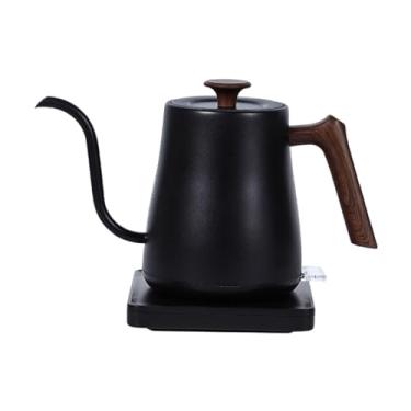 Imagem de Bothyi Chaleira elétrica tipo pescoço de ganso, aquecimento rápido, resistente, rápida, 0,8 L, aço inoxidável, para ferver água quente, despejar sobre café, Grão de Madeira Preta