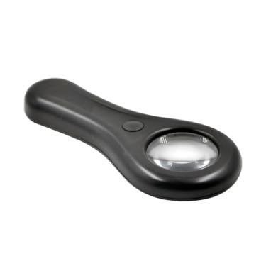 Imagem de Lupa Portátil com LED e Luz UV, Ampliação 3x, 4 LEDs, 12cm x 5,5cm, Preta