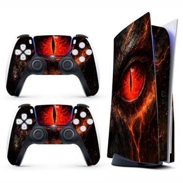 Imagem de Skin Sticker for Game Console 5 Cover - Dragon Eyes, Compatible with Both Disc Edition & Digital Edition (not Slim Ver) - 2 Controller Skins & Console Skin - No Bubble, Full Protection