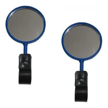 Imagem de Par Espelho Retrovisor Redondo Bike Para Guidão Bicicleta - Mfrik, Azu