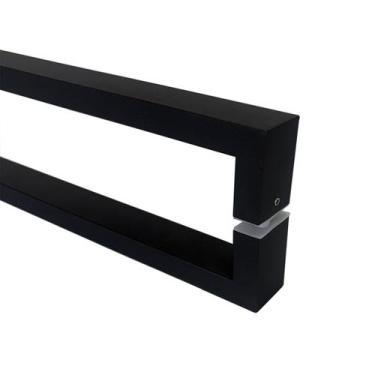 Imagem de Puxador Porta Duplo Square Inox 40cm Quadrado Preto Fosco - DECORPLACE