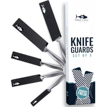 Imagem de Conjunto de 5 protetores de faca - bainhas protetoras para facas com interior forrado com feltro para lâminas afiadas, aderência texturizada para fácil manuseio, serve para vários tamanhos de facas de